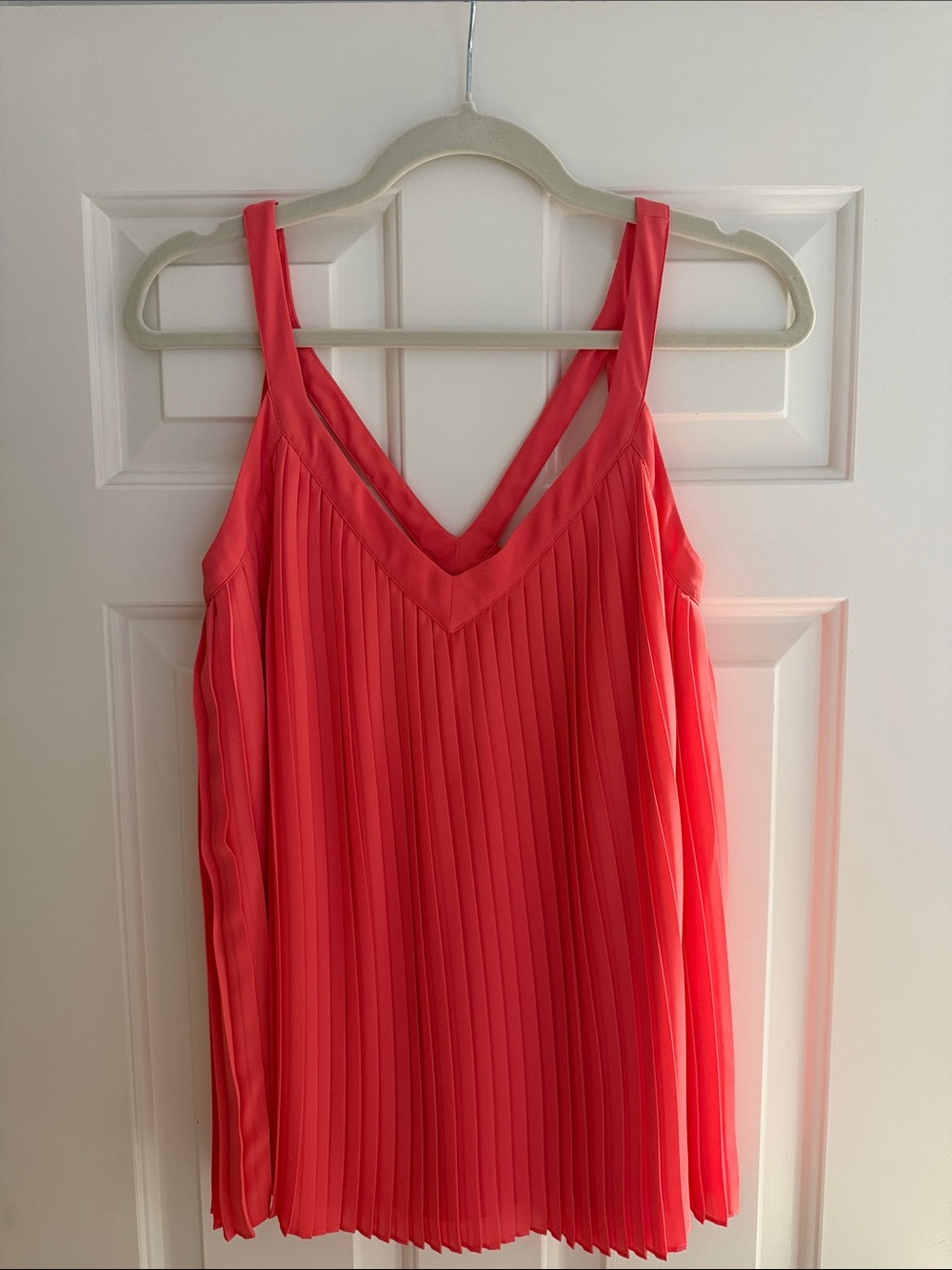 Massimo Dutti Coral Pink Pleated V-Neck Camisole